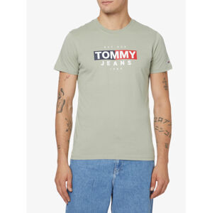 Tommy Jeans pánské zelené tričko ENTRY FLAG